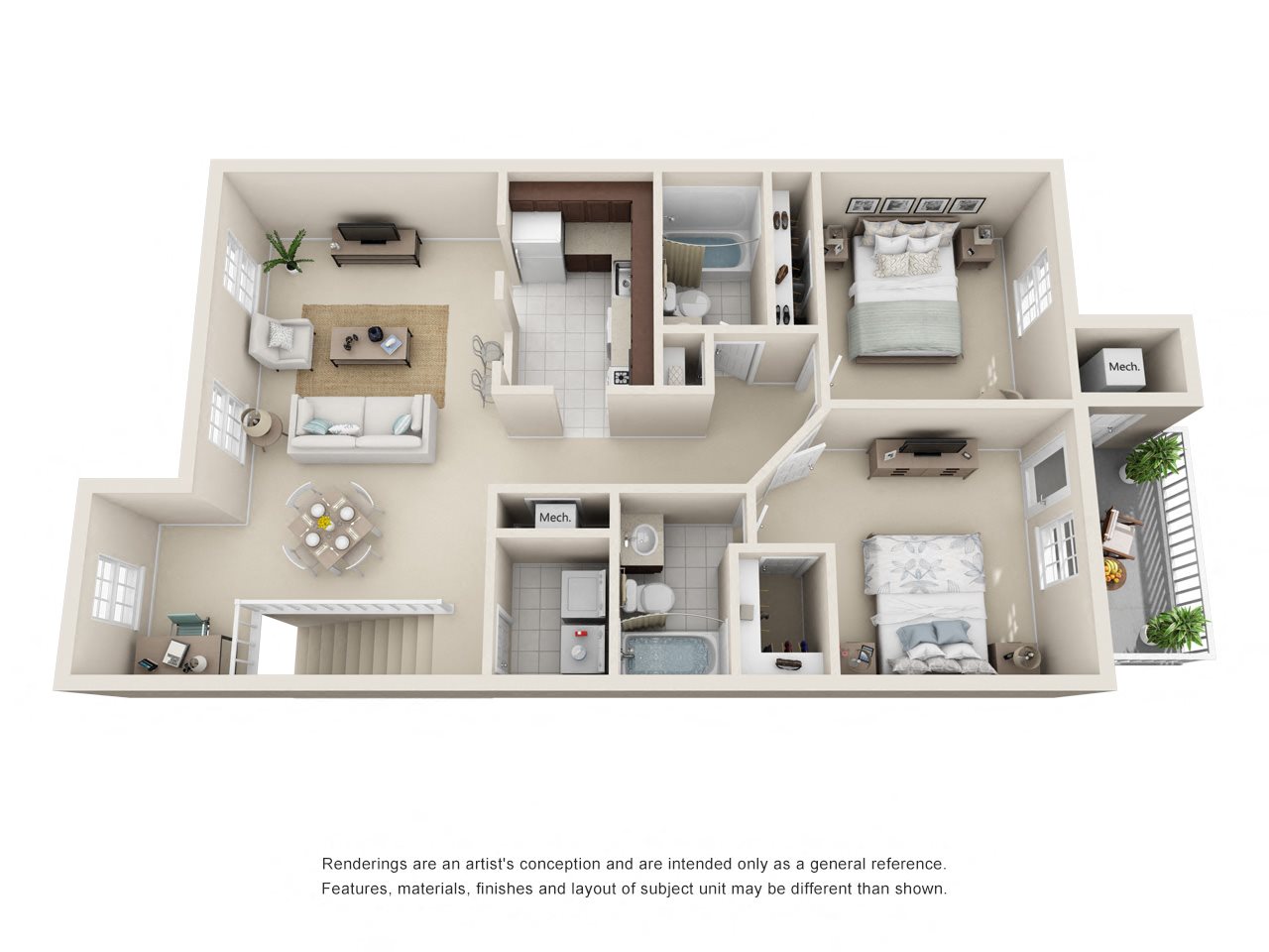 2 Bedroom 2 Bath - Floor Plan B 2 Bedroom 2 Bath - Floor Plan B